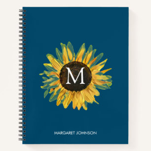 Personalisiertes Monogram Rustic Sunflower Noteboo Notizbuch