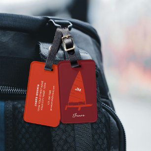 Personalisiertes Monogram Sailboat Racing Orange Gepäckanhänger