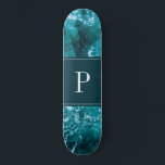 Personalisiertes Monogram Türkis Sea Waves Muster Skateboard<br><div class="desc">Türkisfarbenes Meer und Wellen. Ein perfektes Geschenk mit dem Titel "Nur weil"</div>