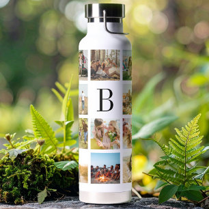 Personalisiertes Monogramm 19-Foto-Collage Trinkflasche