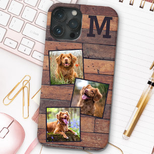 Personalisiertes Monogramm 3 Foto aus rustikalem H Case-Mate iPhone Hülle