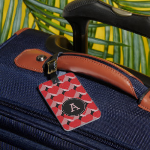 Personalisiertes Monogramm 3D rotes Herz Muster Gepäckanhänger