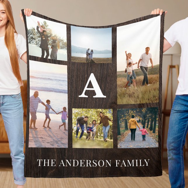 Personalisiertes Monogramm 6 FotoCollage Fleecedecke (Von Creator hochgeladen)