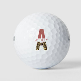 Personalisiertes Monogramm A Pink Leopard Golfball
