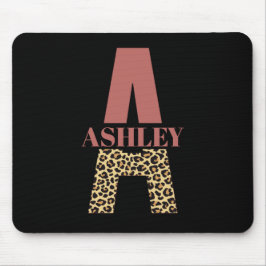 Personalisiertes Monogramm A Pink Leopard Mousepad