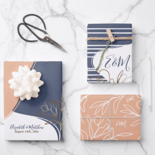 Personalisiertes Monogramm Abstrakter Blumenzauber Geschenkpapier Set