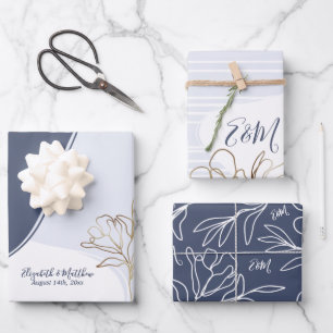 Personalisiertes Monogramm Abstrakter Blumenzauber Geschenkpapier Set