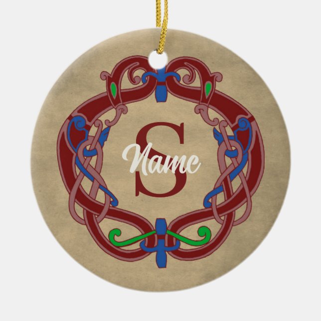 Personalisiertes Monogramm Anfangs Celtic Design Keramik Ornament (Vorne)