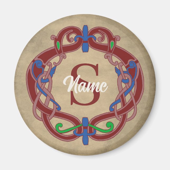 Personalisiertes Monogramm Anfangs Celtic Design Magnet (Vorne)