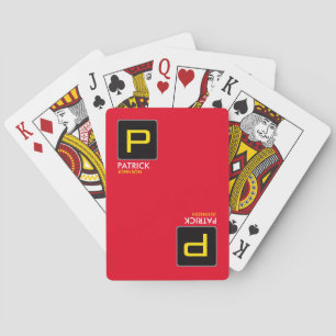 Personalisiertes Monogramm auf Rot (bearbeitbare F Spielkarten