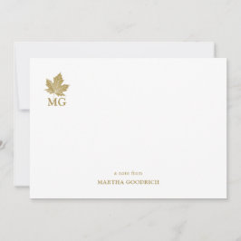 Personalisiertes Monogramm aus antikem Ahornleaf Mitteilungskarte