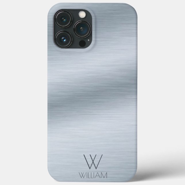 Personalisiertes Monogramm aus gebürstetem Silber Case-Mate iPhone Hülle (Rückseite)