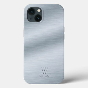 Personalisiertes Monogramm aus gebürstetem Silber iPhone Hülle