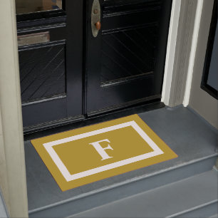 Personalisiertes Monogramm aus Gelb und Weiß Fußmatte