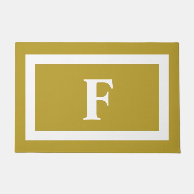 Personalisiertes Monogramm aus Gelb und Weiß Fußmatte (Vorderseite)