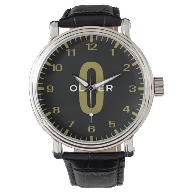 Personalisiertes Monogramm aus schwarzem Individue Armbanduhr (Vorderseite)