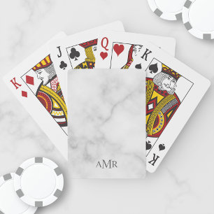 Personalisiertes Monogramm aus weißem Marmor Spielkarten