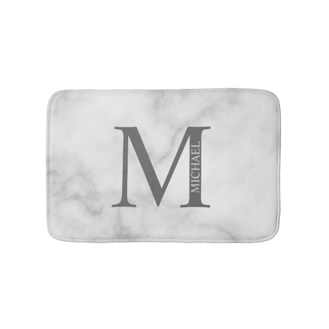 Personalisiertes Monogramm aus weißem Marmor und N Badematte (Vorderseite)