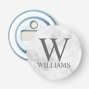 Personalisiertes Monogramm aus weißem Marmor und N Flaschenöffner