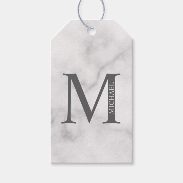 Personalisiertes Monogramm aus weißem Marmor und N Geschenkanhänger (Vorderseite)