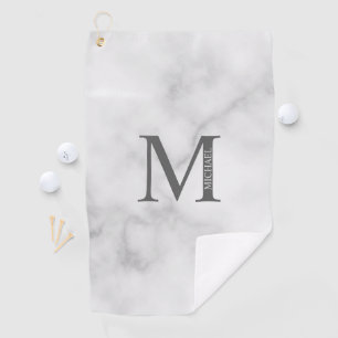 Personalisiertes Monogramm aus weißem Marmor und N Golfhandtuch
