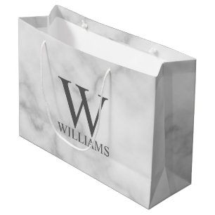 Personalisiertes Monogramm aus weißem Marmor und N Große Geschenktüte