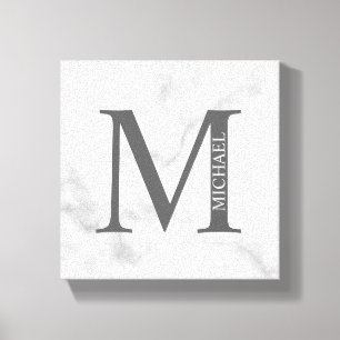 Personalisiertes Monogramm aus weißem Marmor und N Leinwanddruck