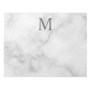 Personalisiertes Monogramm aus weißem Marmor und N Notizblock