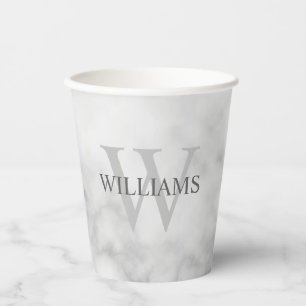 Personalisiertes Monogramm aus weißem Marmor und N Pappbecher