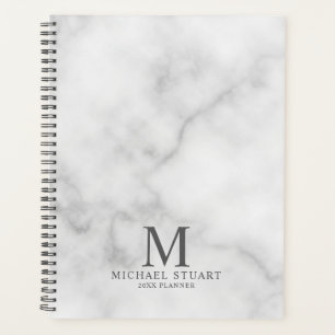 Personalisiertes Monogramm aus weißem Marmor und  Planer