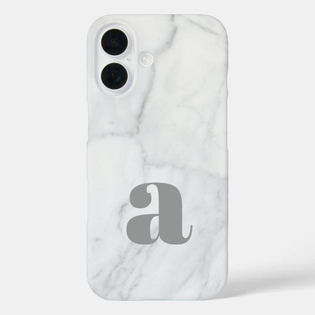Personalisiertes Monogramm aus weißem und grauem M iPhone 16 Hülle (Rückseite)