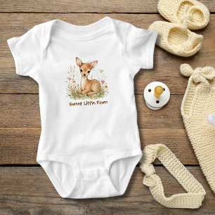 Personalisiertes Monogramm-Babyhirsch-Wildblumenge Baby Strampler