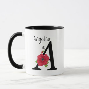 Personalisiertes Monogramm bearbeitbar A text red  Tasse