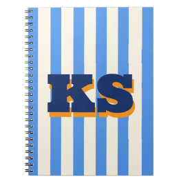 Personalisiertes Monogramm Blau gestreift, Benutze Notizblock