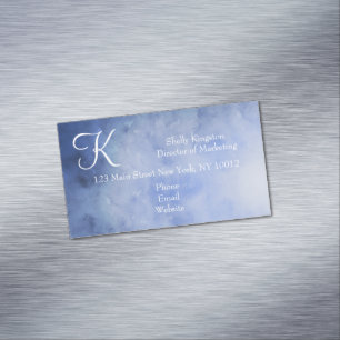 Personalisiertes Monogramm Blau und Weiß Magnetische Visitenkarte