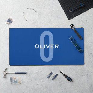 Personalisiertes Monogramm Blau Weiß Name Schreibtischunterlage