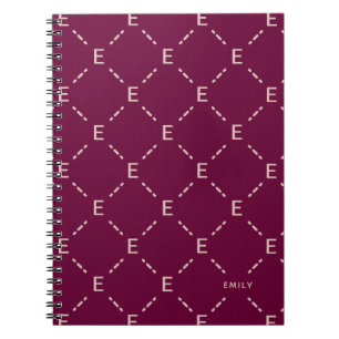 Personalisiertes Monogramm, burgunderrotes geometr Notizblock