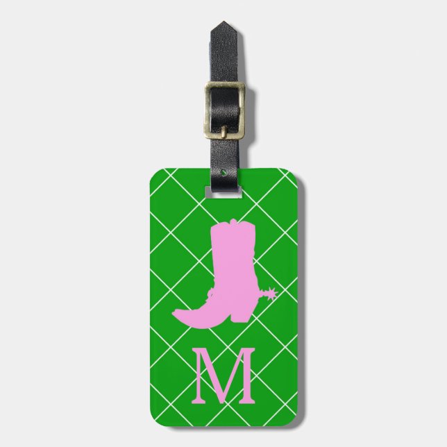 Personalisiertes Monogramm-Cowboy-Cowgirl lädt Gepäckanhänger (Vorderseite vertikal)