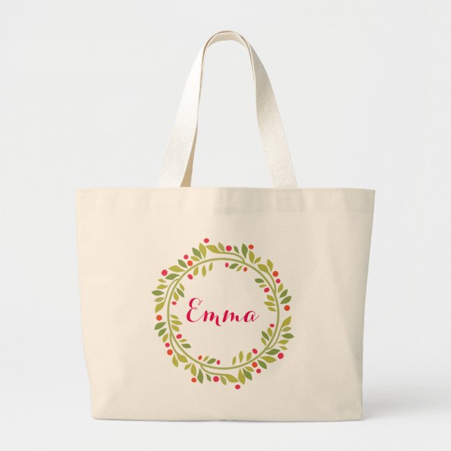 Personalisiertes Monogramm der Blumenbrille Jumbo Stoffbeutel (Vorne)