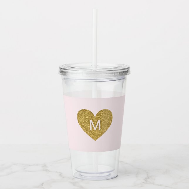 Personalisiertes Monogramm des modernen Goldenen H Acryltrinkbecher (Vorderseite)