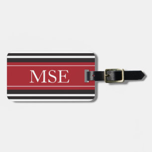Personalisiertes Monogramm-dunkelrote schwarze Gepäckanhänger