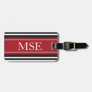 Personalisiertes Monogramm-dunkelrote schwarze Gepäckanhänger