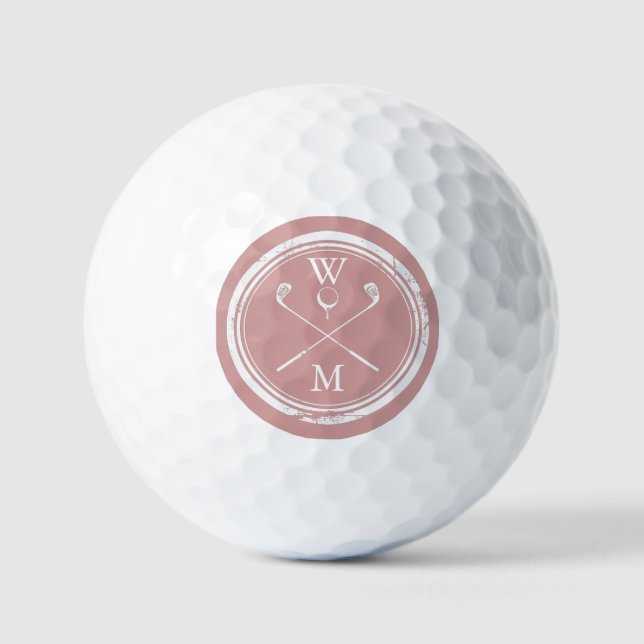 Personalisiertes Monogramm Dusty Rose Pink Golfball (Vorderseite)
