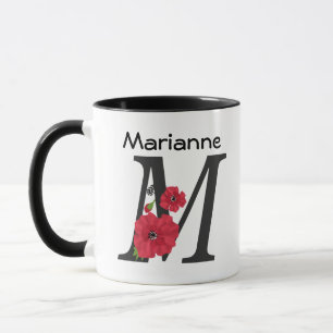 Personalisiertes Monogramm editierbarer M-Text rot Tasse