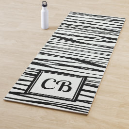 Personalisiertes Monogramm Eleganlinien Schwarzer  Yogamatte