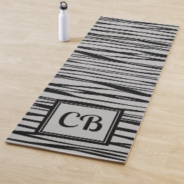 Personalisiertes Monogramm Elegante Line Art Grau Yogamatte