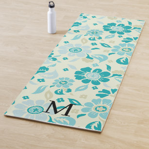 Personalisiertes Monogramm elegantes Blumenmuster Yogamatte