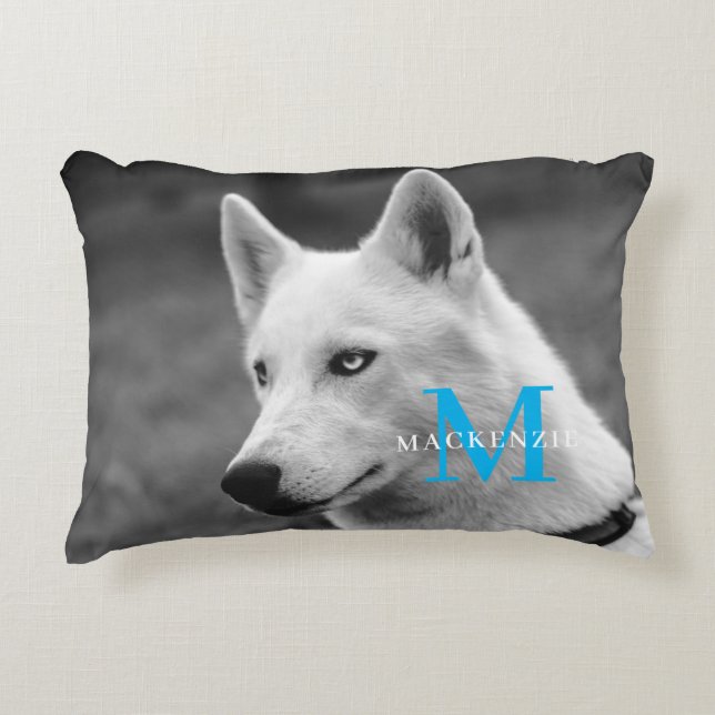 Personalisiertes Monogramm Elegantes Dog Pet Foto Dekokissen (Vorderseite)