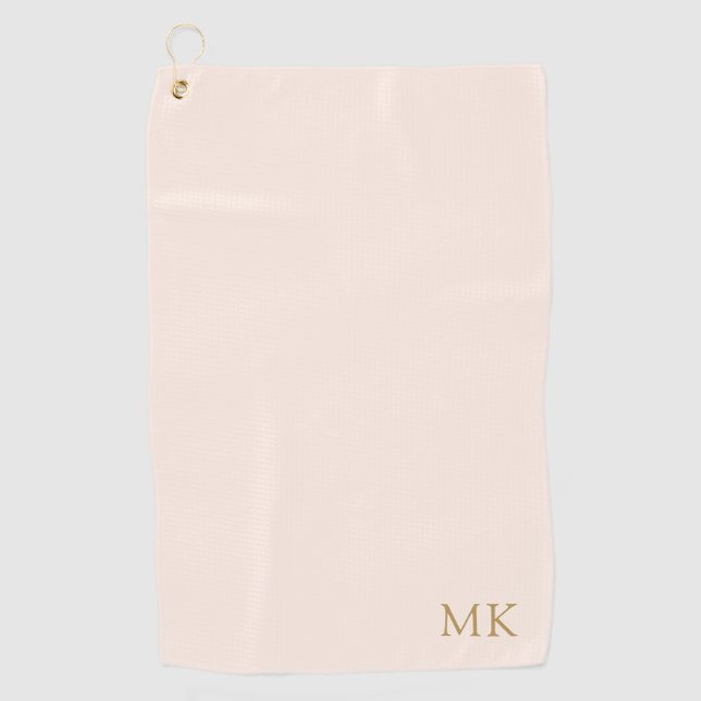 Personalisiertes Monogramm Erstblush Gold Modern Golfhandtuch (Vorderseite)