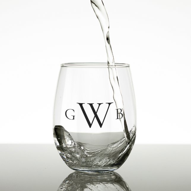 Personalisiertes Monogramm, erste benutzerdefinier Weinglas Ohne Stiel (Personalized Monogram Initial Custom Classic Stemless Wine Glass)